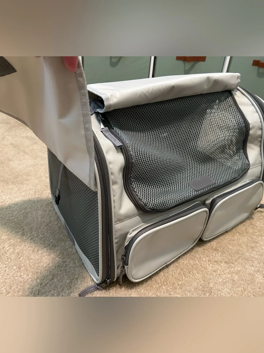 Soft-Sided Pet Travel Carrier - Light Gray Airline-Approved Pet Bag